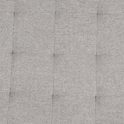 34" Round Cotton Linen Tufted Ottoman with Metal Frame, Gray Cotton Linen