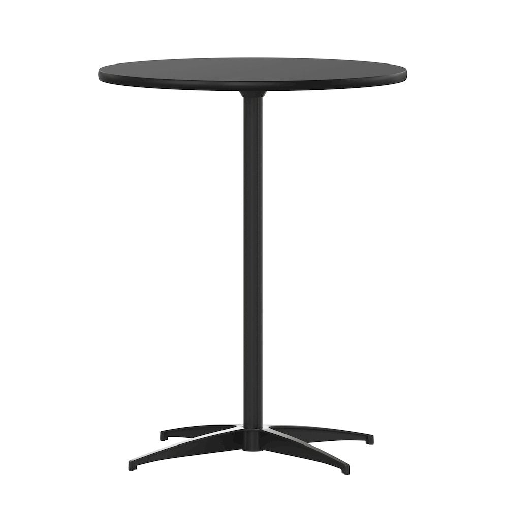 Lars 24'' Round Wood Cocktail Table with 30'' and 42'' Columns, Black
