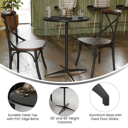 Lars 24'' Round Wood Cocktail Table with 30'' and 42'' Columns, Black