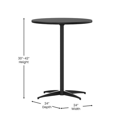 Lars 24'' Round Wood Cocktail Table with 30'' and 42'' Columns, Black