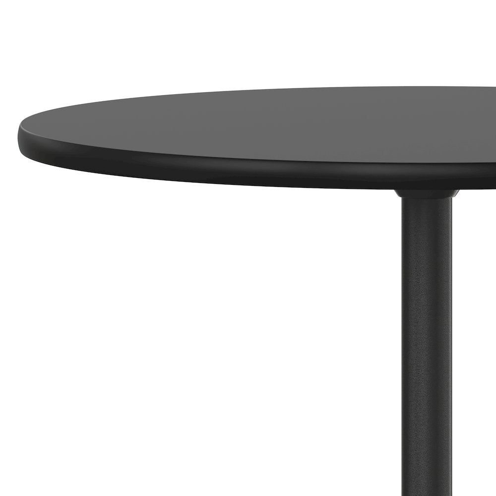 Lars 24'' Round Wood Cocktail Table with 30'' and 42'' Columns, Black