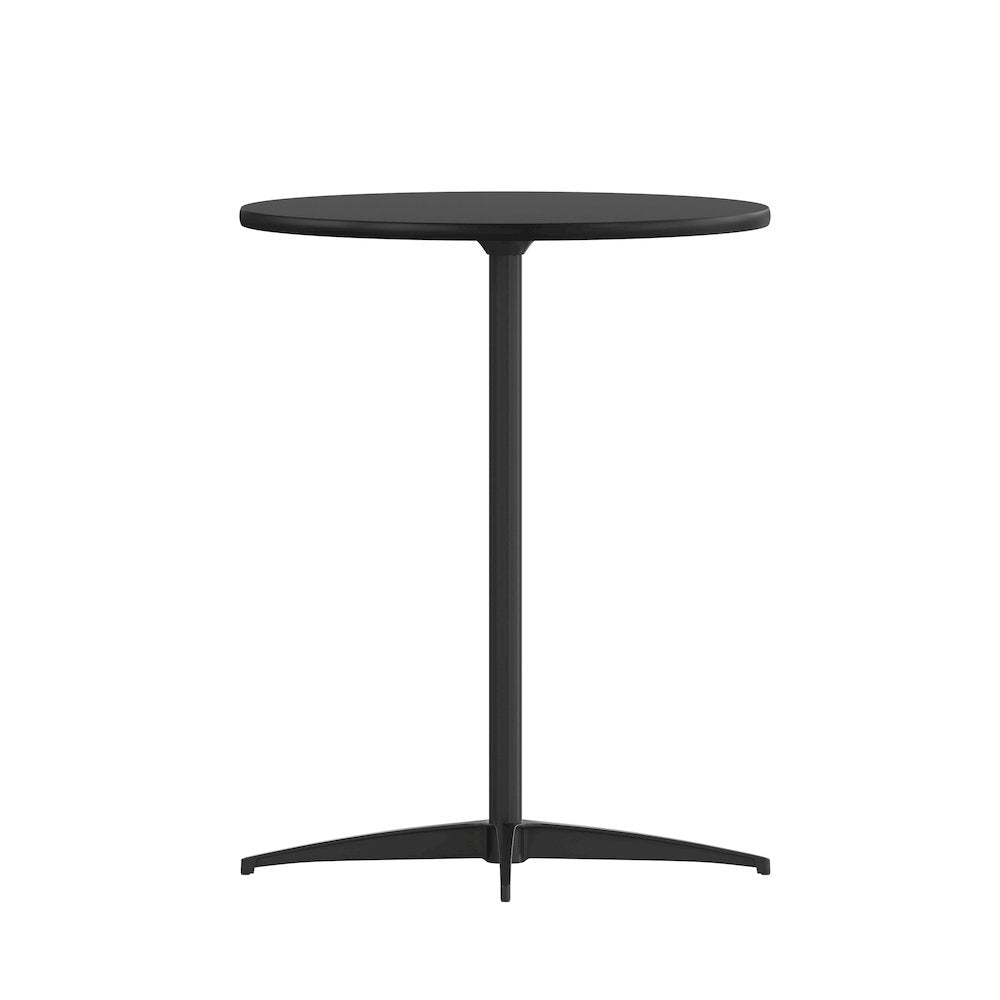Lars 24'' Round Wood Cocktail Table with 30'' and 42'' Columns, Black