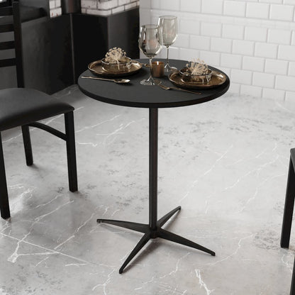 Lars 24'' Round Wood Cocktail Table with 30'' and 42'' Columns, Black