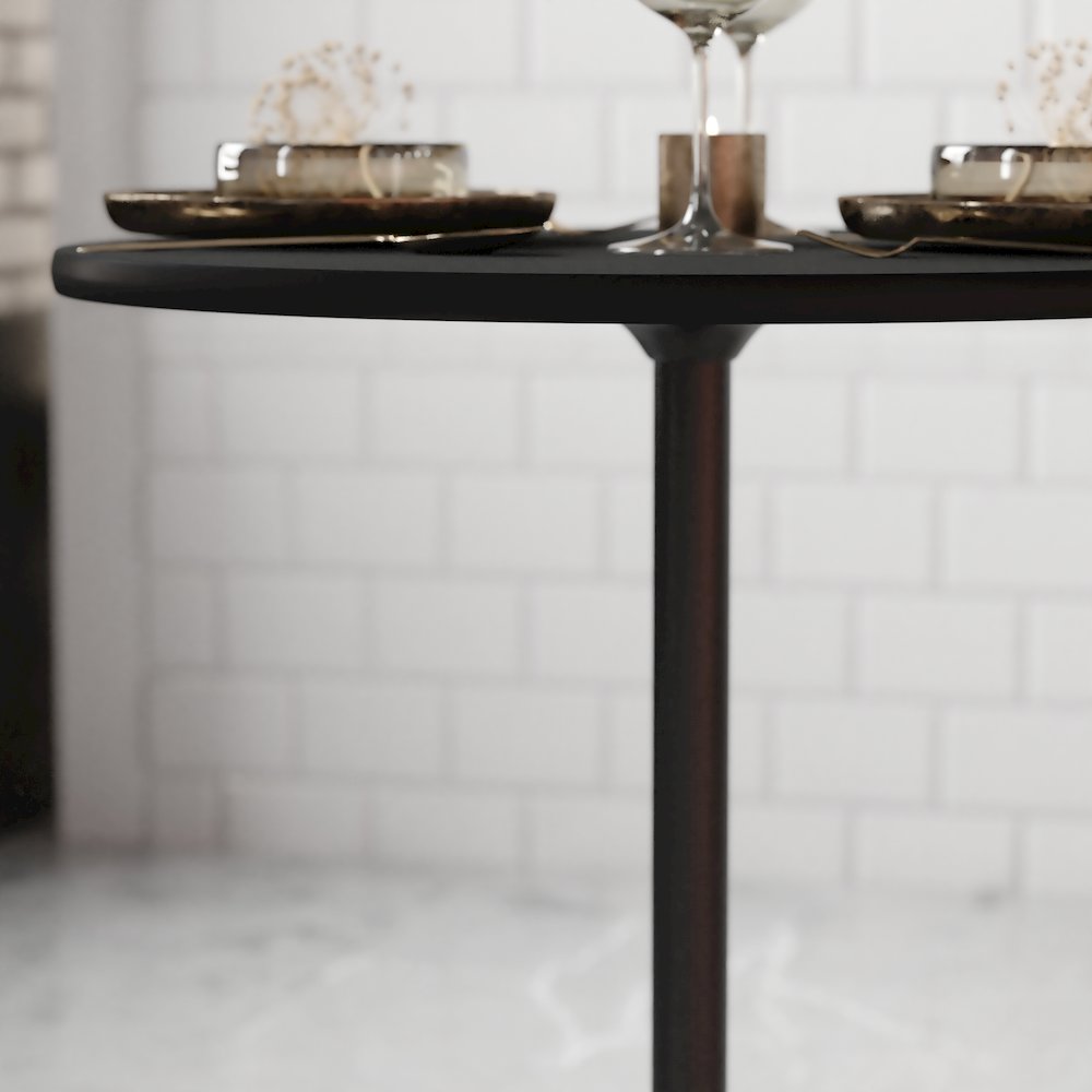 Lars 24'' Round Wood Cocktail Table with 30'' and 42'' Columns, Black