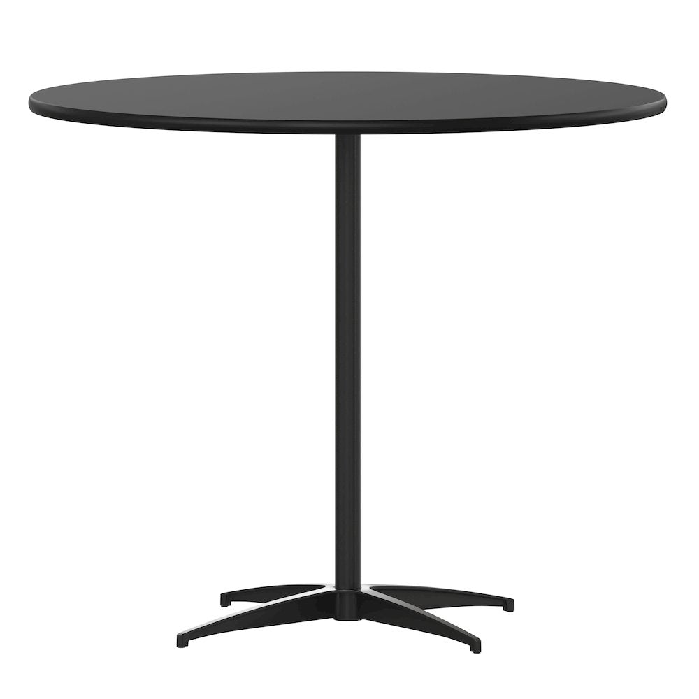 Lars 36'' Round Wood Cocktail Table with 30'' and 42'' Columns, Black