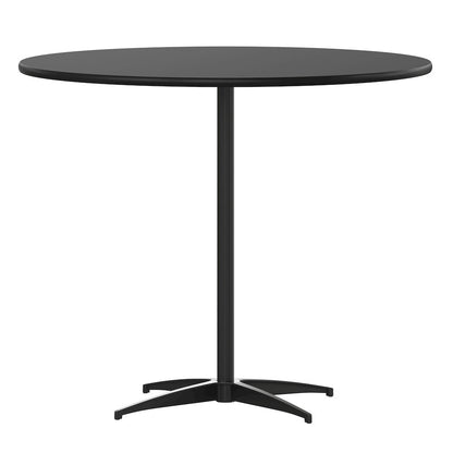 Lars 36'' Round Wood Cocktail Table with 30'' and 42'' Columns, Black