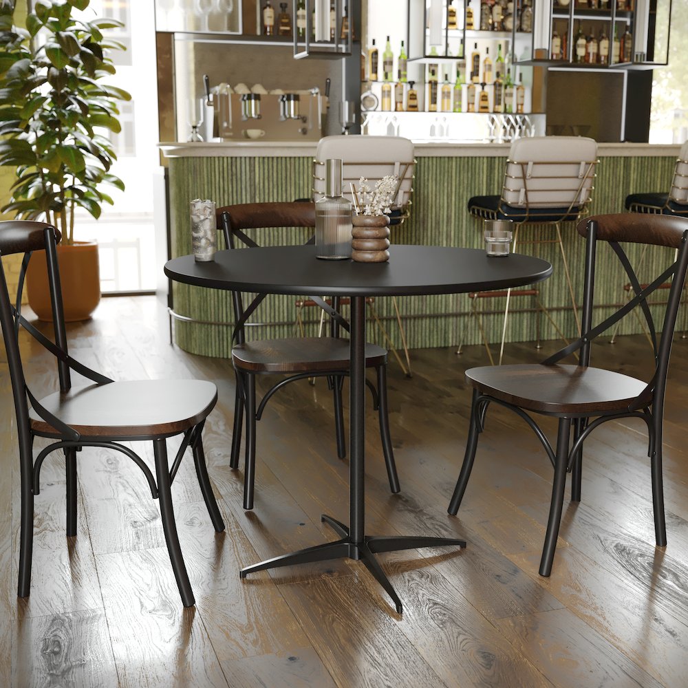 Lars 36'' Round Wood Cocktail Table with 30'' and 42'' Columns, Black