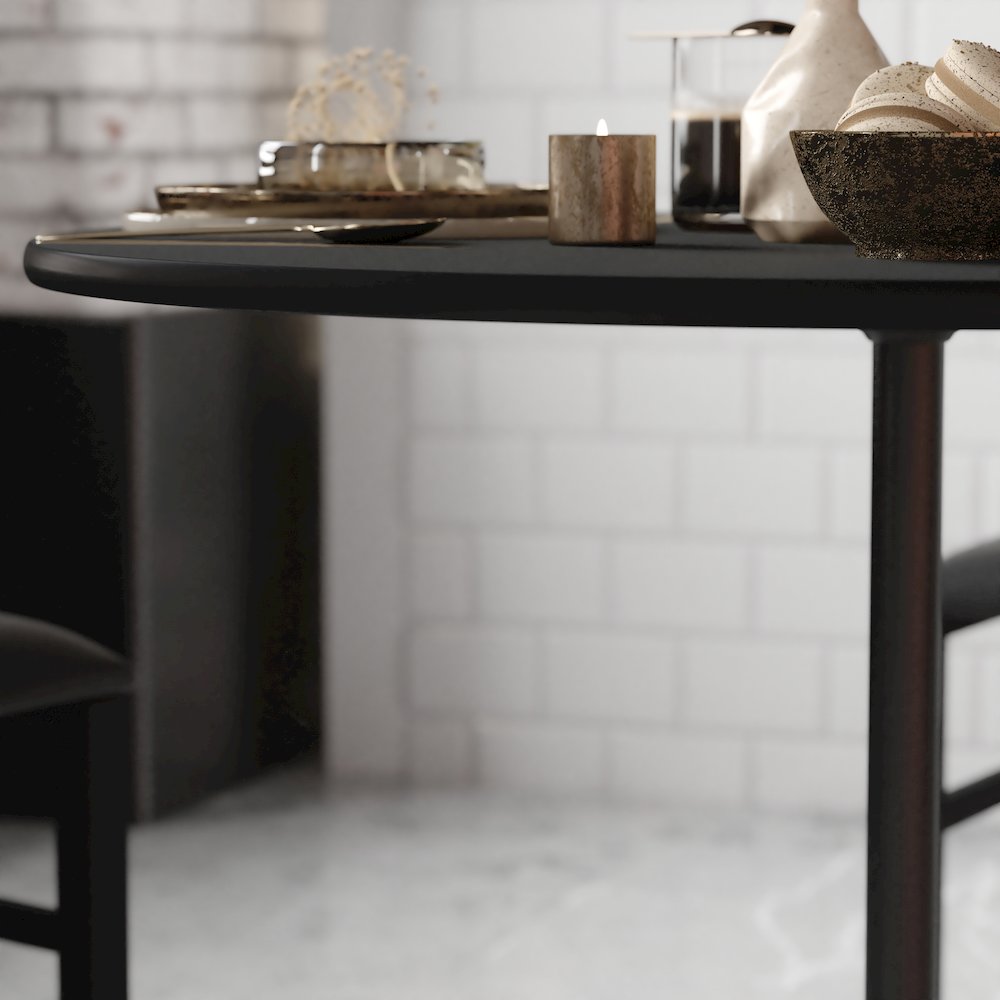Lars 36'' Round Wood Cocktail Table with 30'' and 42'' Columns, Black