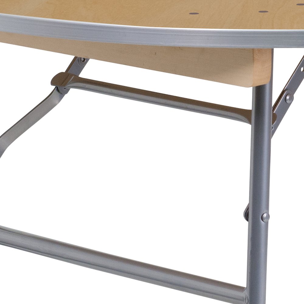 4-Foot Round HEAVY DUTY Birchwood Folding Banquet Table with METAL Edges