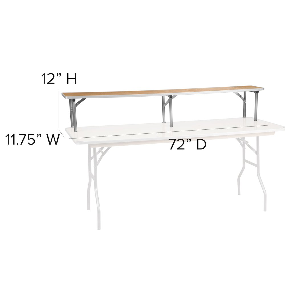 72'' x 12'' x 12'' Birchwood Bar Top Riser with Silver Legs