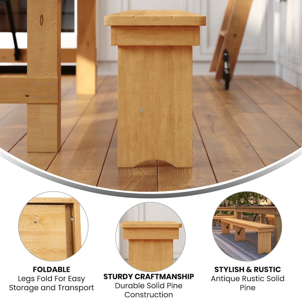 Farmhouse Style Folding Bench