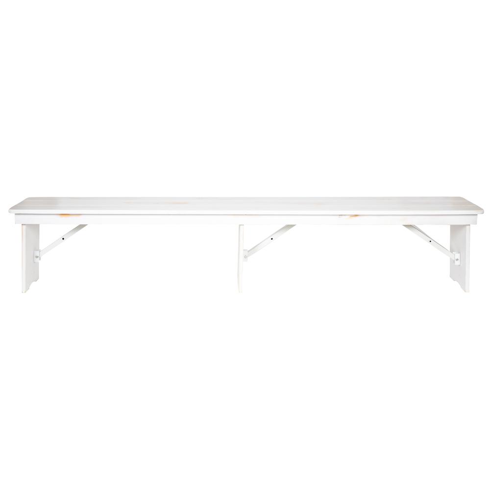 HERCULES Series 8' x 12" Antique Rustic Solid White Pine Folding Farm Bench with 3 Legs
