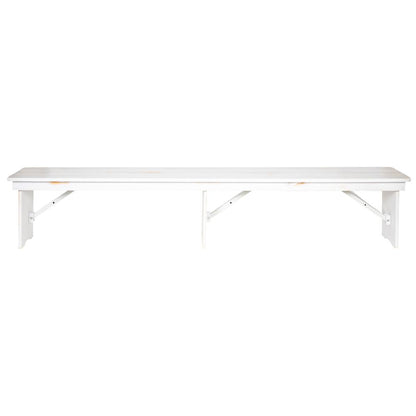 HERCULES Series 8' x 12" Antique Rustic Solid White Pine Folding Farm Bench with 3 Legs
