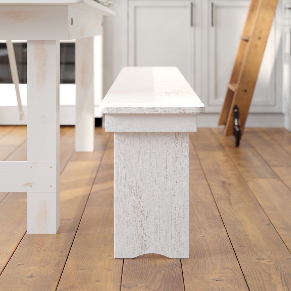 8' x 12" Antique Rustic Solid White Pine Folding Farm Bench with 3 Legs