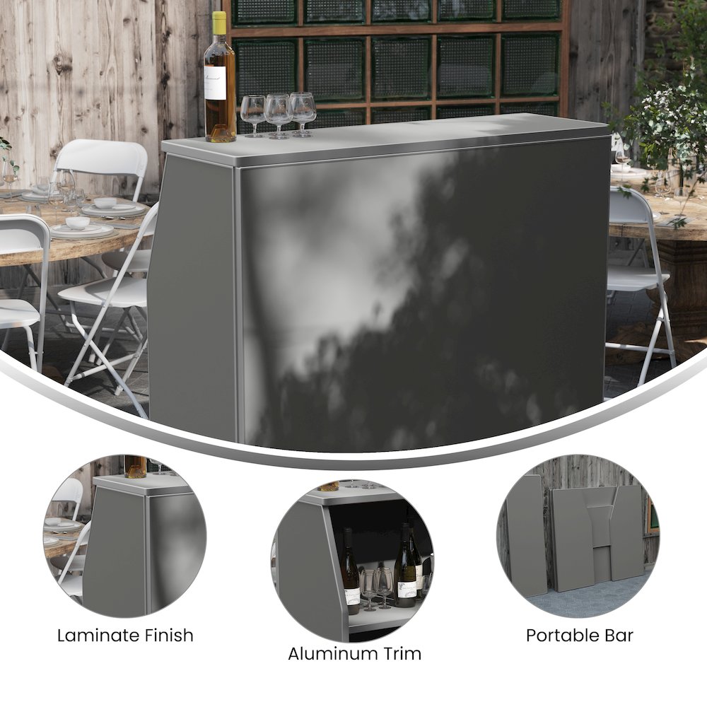 Amara 4' Slate Gray Laminate Foldable Bar - Portable Event Bar