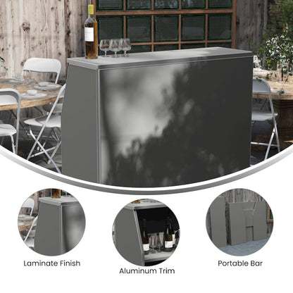 Amara 4' Slate Gray Laminate Foldable Bar - Portable Event Bar