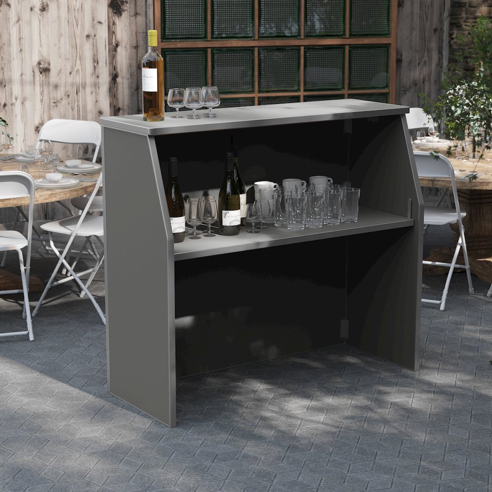 Amara 4' Slate Gray Laminate Foldable Bar - Portable Event Bar