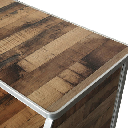 Amara 4' Rustic Natural Wood Plank Laminate Foldable Bar - Portable Event Bar