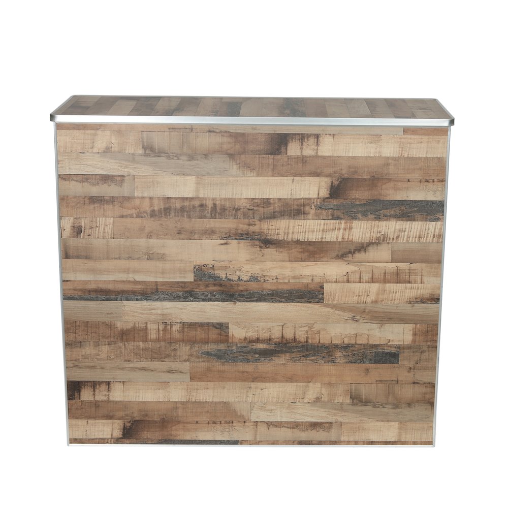 Amara 4' Rustic Natural Wood Plank Laminate Foldable Bar - Portable Event Bar