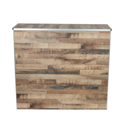 Amara 4' Rustic Natural Wood Plank Laminate Foldable Bar - Portable Event Bar
