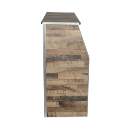Amara 4' Rustic Natural Wood Plank Laminate Foldable Bar - Portable Event Bar