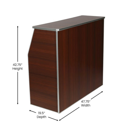 Amara 4' Walnut Woodgrain Laminate Foldable Bar - Portable Event Bar