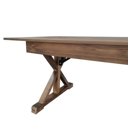 9' x 40" Farm Style Dining Table with X-Legs for Commercial and Residential Use
