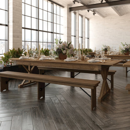 9' x 40" Farm Style Dining Table with X-Legs for Commercial and Residential Use