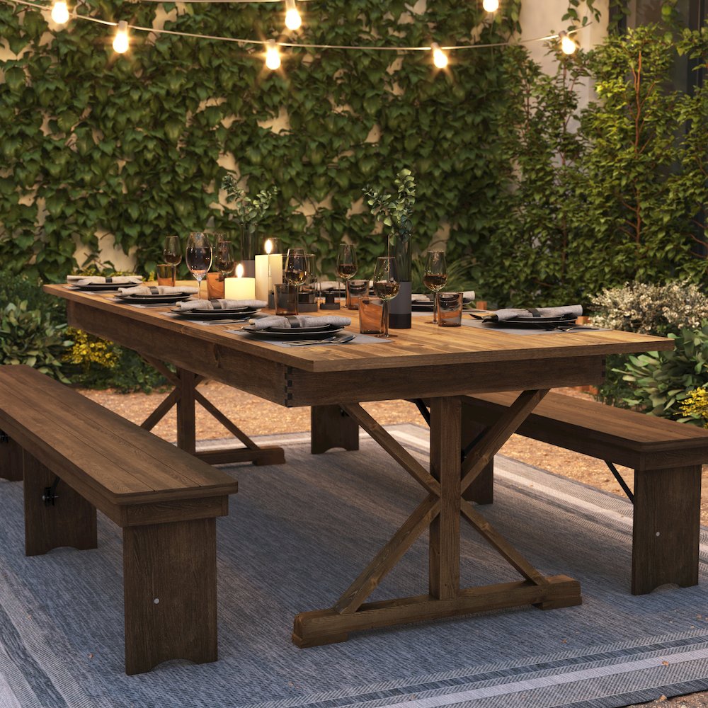 9' x 40" Farm Style Dining Table with X-Legs for Commercial and Residential Use
