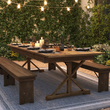 9' x 40" Farm Style Dining Table with X-Legs for Commercial and Residential Use