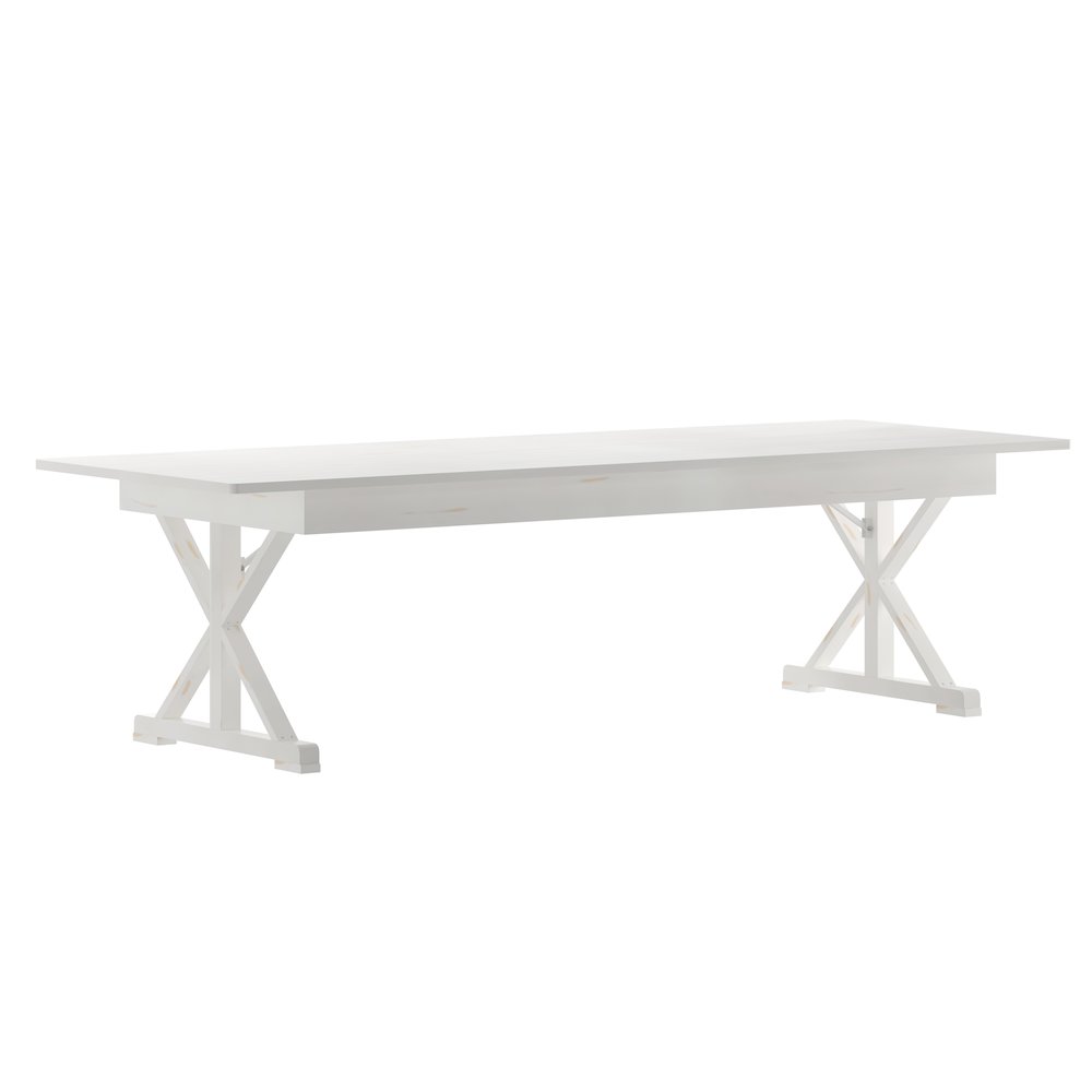 9' x 40" Farm Style Dining Table with X-Legs for Commercial and Residential Use