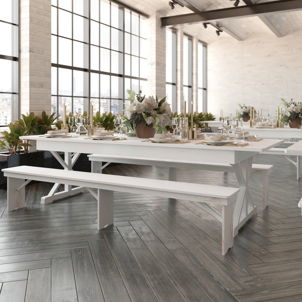 9' x 40" Farm Style Dining Table with X-Legs for Commercial and Residential Use