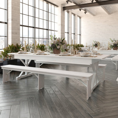 9' x 40" Farm Style Dining Table with X-Legs for Commercial and Residential Use