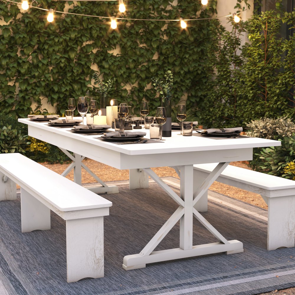 9' x 40" Farm Style Dining Table with X-Legs for Commercial and Residential Use