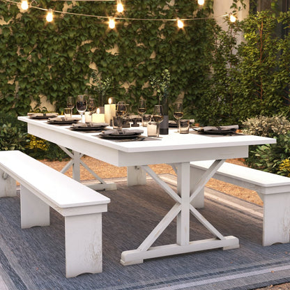 9' x 40" Farm Style Dining Table with X-Legs for Commercial and Residential Use