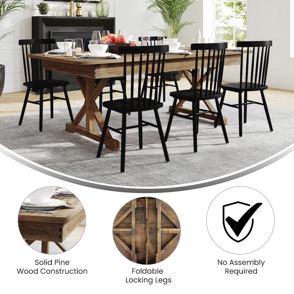 7' x 40" Farm Style Dining Table with X-Legs for Commercial and Residential Use