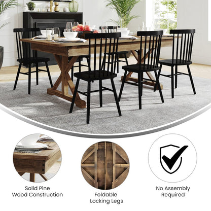7' x 40" Farm Style Dining Table with X-Legs for Commercial and Residential Use