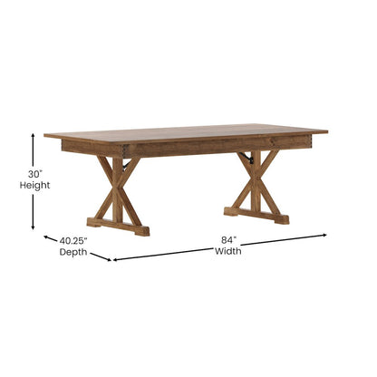 7' x 40" Farm Style Dining Table with X-Legs for Commercial and Residential Use