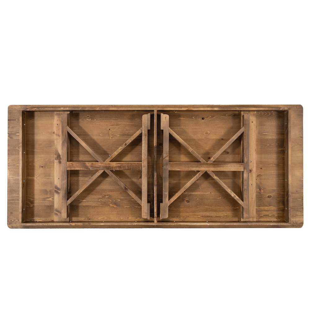 7' x 40" Farm Style Dining Table with X-Legs for Commercial and Residential Use