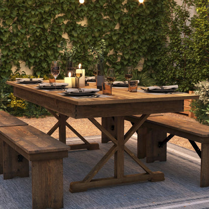 7' x 40" Farm Style Dining Table with X-Legs for Commercial and Residential Use