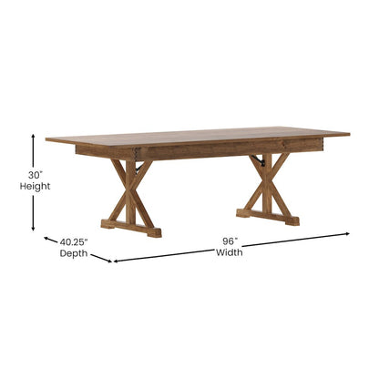8' x 40" Farm Style Dining Table with X-Legs for Commercial and Residential Use