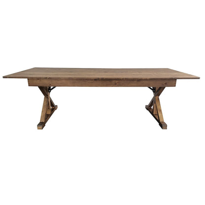 8' x 40" Farm Style Dining Table with X-Legs for Commercial and Residential Use