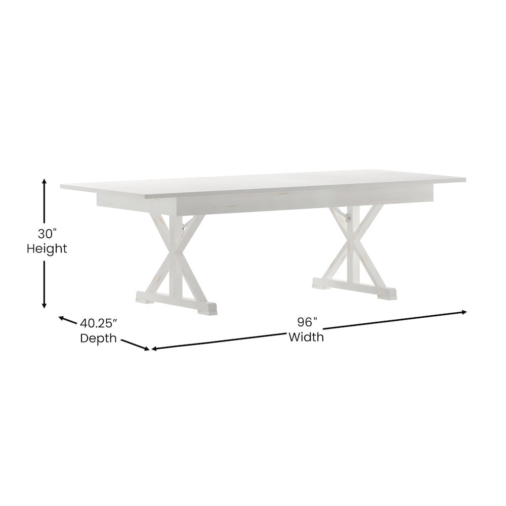 8' x 40" Farm Style Dining Table with X-Legs for Commercial and Residential Use