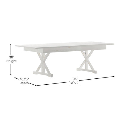 8' x 40" Farm Style Dining Table with X-Legs for Commercial and Residential Use