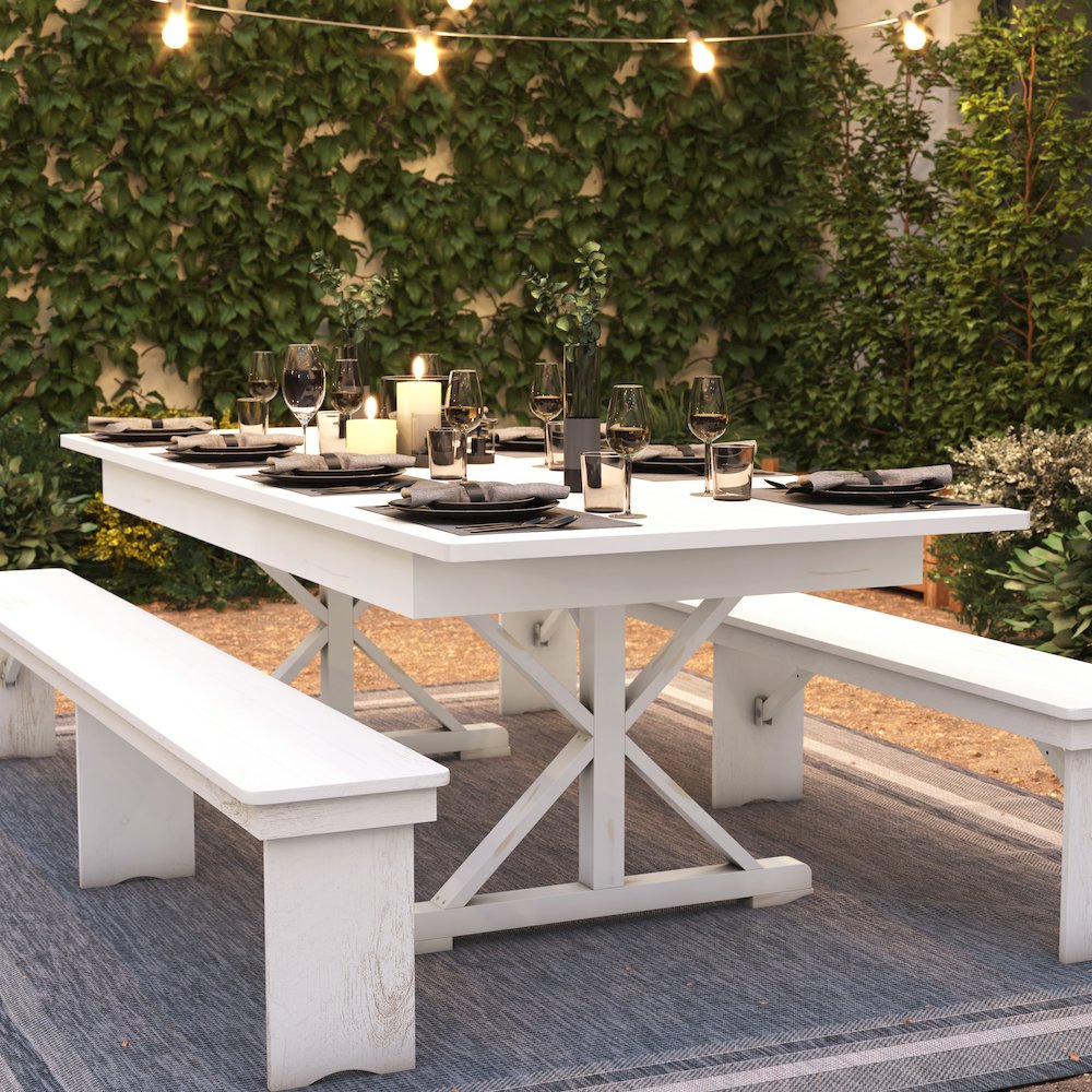 8' x 40" Farm Style Dining Table with X-Legs for Commercial and Residential Use