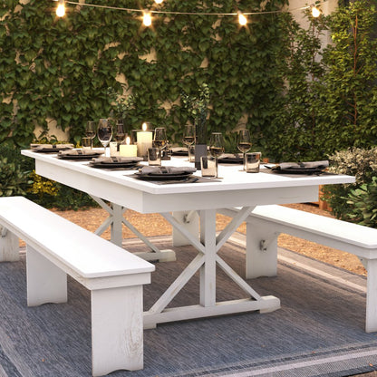 8' x 40" Farm Style Dining Table with X-Legs for Commercial and Residential Use