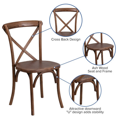 8' x 40'' Antique Folding Farm Table Set with 8 Cross Back Chairs and Cushions