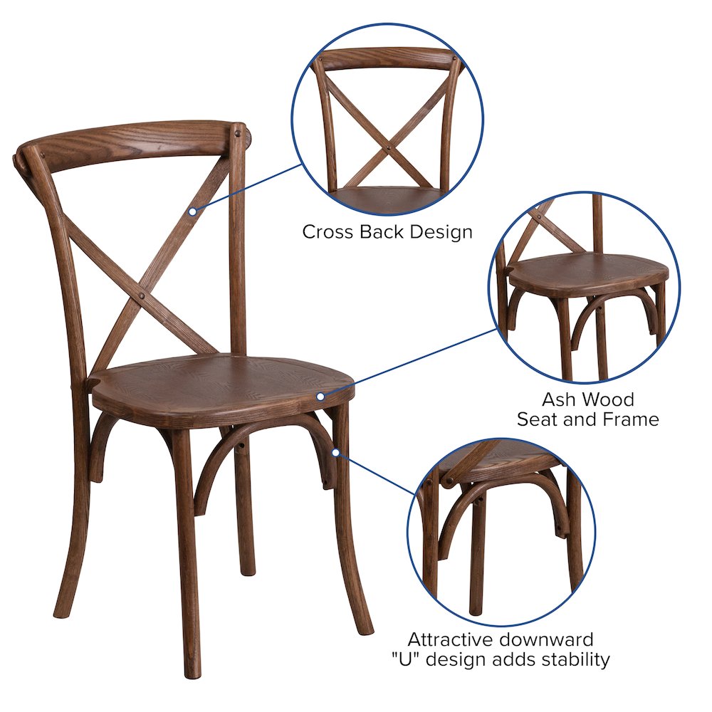 9' x 40'' Antique Folding Farm Table Set with 8 Cross Back Chairs and Cushions