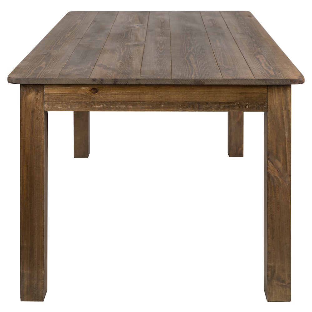 60" x 38" Antique Rustic Farm Table Set with 6 Cross Back Chairs and Cushions
