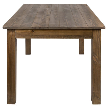 60" x 38" Antique Rustic Farm Table Set with 6 Cross Back Chairs and Cushions
